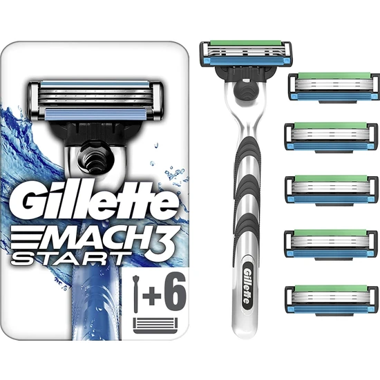 Gillette Mach3 Start Tıraş Makinesi + 6 Lı Yedek Tıraş Bıçağı