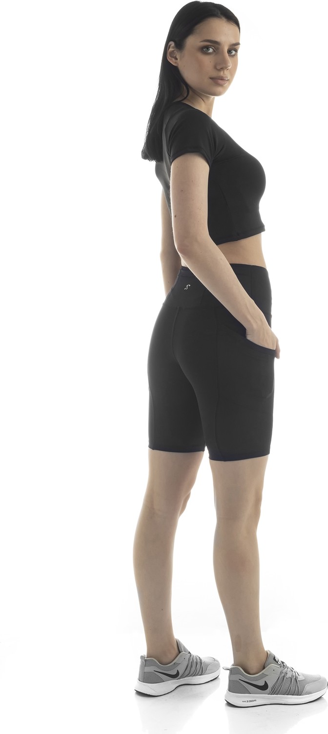 The Step Sports Partly Cepli Yüksek Bel Toparlayıcı, Sıkılaştırıcı Yoga Şort Tayt 6"