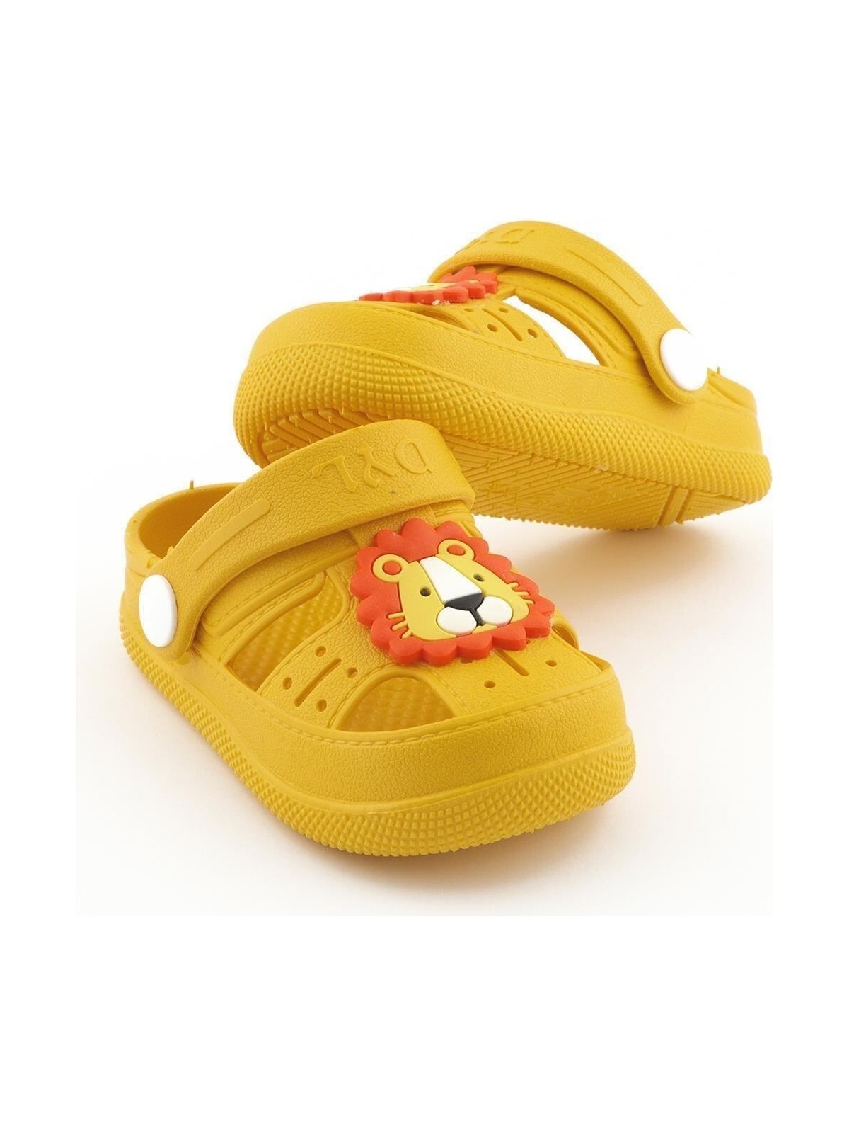 Daye Kaydırmaz Aslan Desenli Çocuk Sandalet Terlik Sarı Silikon Malzeme ile Günlük Kullanım İçin