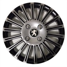 HMNL  Peugeot 307 15'' Inç Gri - Siyah 4'lü Set Jant Kapağı Çelik Jant Görünümlü