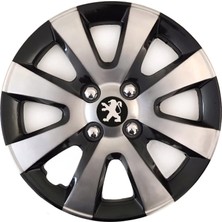 HMNL  Peugeot 206 + 15'' Inç Gri - Siyah 4'lü Set Jant Kapağı Çelik Jant Görünümlü