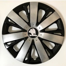 HMNL  Skoda Forman 16'' Inç Gri - Siyah 4'lü Set Jant Kapağı Çelik Jant Görünümlü