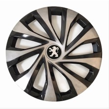 HMNL Peugeot 206 14'' Inç Gri - Siyah 4'lü Set Jant Kapağı Çelik Jant Görünümlü