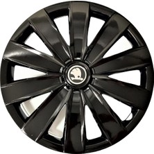 HMNL  Skoda Forman 14'' Inç Piano Black 4'lü Set Jant Kapağı Çelik Jant Görünümlü