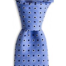 1001 Kravat Mavi Desenli 7,5 cm Genişliğinde Ipek Kravat