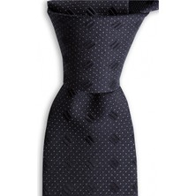 1001 Kravat Siyah Desenli 7,5 cm Genişliğinde Ipek Kravat