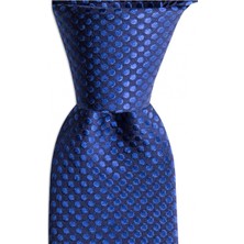 1001 Kravat Lacivert Desenli 7,5 cm Genişliğinde Ipek Kravat
