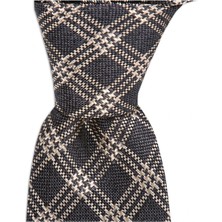 1001 Kravat Bej Renkli 8 cm Genişliğinde Yün Ipek Karışımlı Kravat