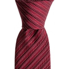 1001 Kravat Bordo Çizgili 7,5 cm Genişliğinde Ipek Kravat
