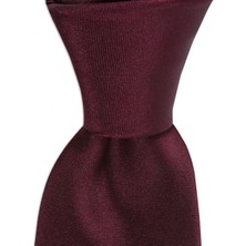 1001 Kravat Bordo Renkli Saten 7,5 cm Genişliğinde Ipek Kravat