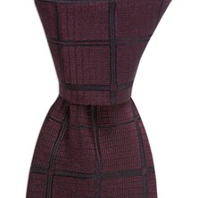 1001 Kravat Bordo Desenli 8 cm Genişliğinde Ipek Kravat