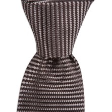 1001 Kravat Kahverengi 7,5 cm Genişliğinde Ipek Kravat