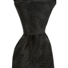1001 Kravat Koyu Gri Desenli 6 cm Genişliğinde Ipek Kravat