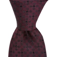 1001 Kravat Bordo Desenli 8 cm Genişliğinde Ipek Kravat