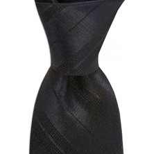 1001 Kravat Siyah Desenli 8 cm Genişliğinde Ipek Kravat