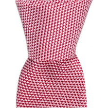 1001 Kravat Kırmızı Desenli 6 cm Genişliğinde Ipek Kravat