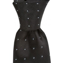 1001 Kravat Siyah Desenli 7,5 cm Genişliğinde Ipek Kravat