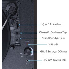 Record Master Retro Pikap T310CH - Şarj Özellikli - Siyah