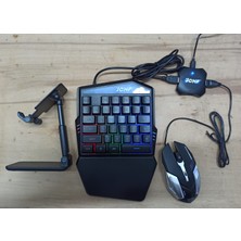 Paleon JCHF-68S Güncellenmiş Sürüm 4in1 Pubg Oyun Konsol Seti Klavye Mouse Bağlayıcı Telefon Standlı 4lü Set