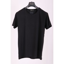 Aclassics Erkek Siyah Bisiklet Yaka Yumuşak Pamuk Basic T-Shirt