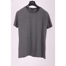 Aclassics Erkek Füme Bisiklet Yaka Yumuşak Pamuk Basic T-Shirt