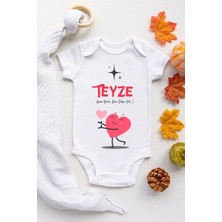 Limon Unisex Beyaz Teyze Anne Yarısı Desenli Kısa Kol Body