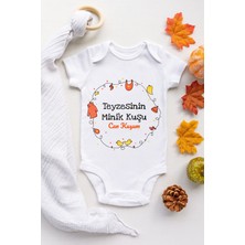 Limon Unisex Bebek Beyaz Teyzesinin Can Kuşu Desenli Kısa Kol Body