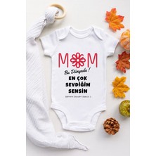 Limon Unisex Bebek Beyaz En Çok Sevdiğim Sensin Mom Desenli Kısa Kol Body