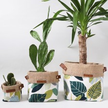 BirD Design Naturelove Serisi Leaves 3lü Kumaş Saksı Kılıfı Seti