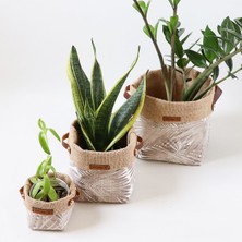 BirD Design Palm Serisi Stone 3lü Kumaş Saksı Kılıfı Seti