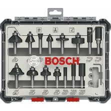 Bosch 2607 017 472 Karışık Freze Ucu Seti Şaftlı Profesyonel 8 mm 15 Parça