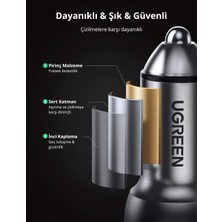 UGREEN 52.5W QC PD Hızlı Araç İçi Şarj Cihazı Çakmaklık Adaptörü 1xUSB-C, 1xUSB-A, Uzay Grisi - 60980