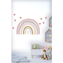 Sticker Sepetim Kalpler ve Soft Renkli Gökkuşağı Çocuk Odası Duvar Sticker