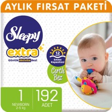Sleepy Extra Aylık Fırsat Paketi Günlük Aktivite Bezi 1 Numara Yenidoğan 192'li