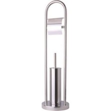 MaxiFlow Banyo Wc Tuvalet Krom Ayaklı Fırçalık Seti Paslanmaz Kağıtlıklı 304K.72