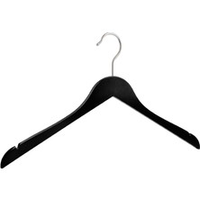 NYN Ahşap M001-Ç (GÜMÜŞ KANCA LAMA) Gömlek, Tshirt, Bluz, Elbise Askısı Siyah Renk 8 Adet