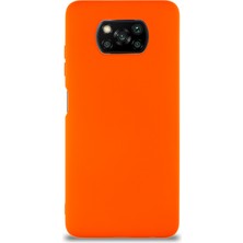 Kzy Xiaomi Poco X3 Kapak Içi Kadife Soft Logosuz Lansman Silikon Kılıf - Neon Turuncu