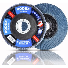 Rodex Zirkonyum Oksit Avuç Içi Taşlama Flap Disk Zımpara 115 mm 80 Kum  50 Adet