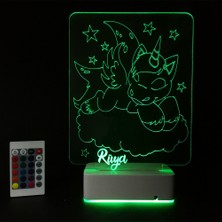 Modiwa Design Çocuklara Özel Hediye 3D Unicorn ve Bulutlar Dekoratif LED Gece Lambası