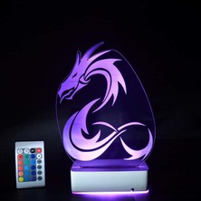 Modiwa Design Özel Tasarım 3D Dil Çıkartan Ejderha 16 Renk Dekoratif LED Lamba
