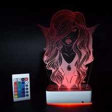 Modiwa Design Özel Tasarım Vampir Kadın 3D 16 Renk Dekoratif LED Lamba