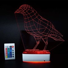 Modiwa Design Özel Tasarım Karga 3D 16 Renk Dekoratif LED Lamba