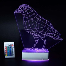 Modiwa Design Özel Tasarım Karga 3D 16 Renk Dekoratif LED Lamba
