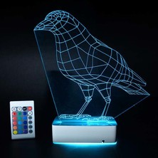 Modiwa Design Özel Tasarım Karga 3D 16 Renk Dekoratif LED Lamba