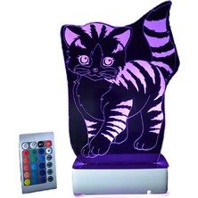 Modiwa Design Özel Tasarım Sevimli Kedi 3D 16 Renk Dekoratif LED Lamba
