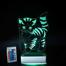 Modiwa Design Özel Tasarım Sevimli Kedi 3D 16 Renk Dekoratif LED Lamba