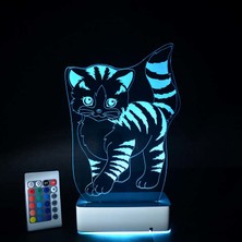 Modiwa Design Özel Tasarım Sevimli Kedi 3D 16 Renk Dekoratif LED Lamba