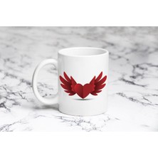 Pazariz Kırmızı Kalp Melek Kupa Bardak Kişiye Özel