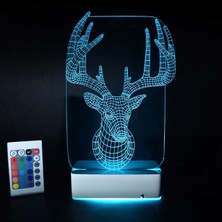 Modiwa Design Özel Tasarım Geyik 3D 16 Renk Dekoratif LED Lamba