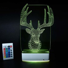 Modiwa Design Özel Tasarım Geyik 3D 16 Renk Dekoratif LED Lamba